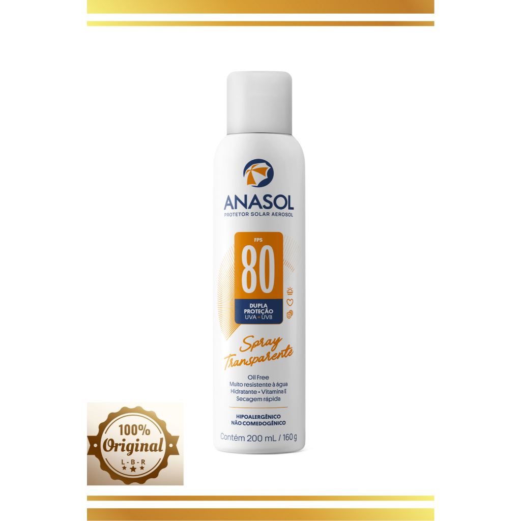 KIT  - Protetor Solar Anasol Aerosol Fps 80 Spray Secagem Rápida - 200ml