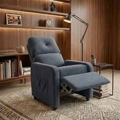 Poltrona Cadeira Maitê Estofado Suede Premium Papai Vovô Encosto Reclinável Retrátil Sala Quarto Clínicas Estetica - AV