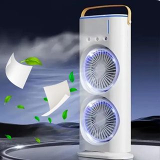 Ventilador Duplo Recarregável Umidificador Giratório Ar Com Reservatório Com LED em Oferta na Shopee