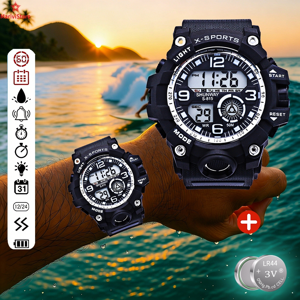 Relógio Masculino Digital Esportivo À Prova D'Água 50m Pulseira De Silicone Cronômetro em Oferta na Shopee