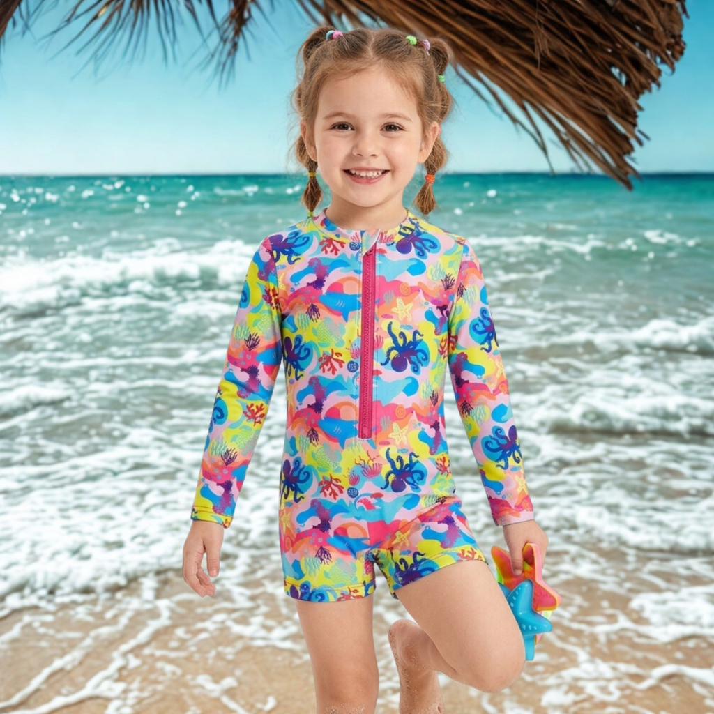 Macacão Infantil Feminino/Masculino Praia Piscina Natação Macaquinho Uv50+