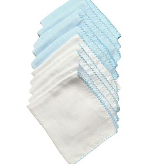 Kit 10 Fralda Babete de Boca Tecido Quadriculado 100% Algodão Sendo 5 de Cada Cor Macia Antialérgica Enxoval Para Bebê