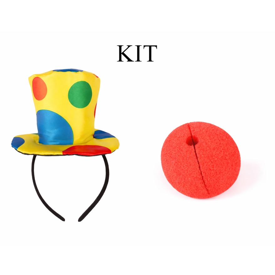 Kit Fantasia Palhaço - Tiara Mini Cartola Colorida + Nariz de Espuma Vermelho| Festa Circo Carnaval em Oferta na Shopee