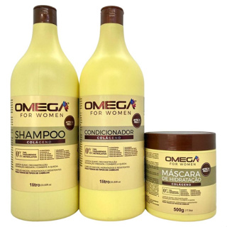 Kit Capilar Colágeno Shampoo e Condicionador 1L + Máscara 500g Omega Hair em Oferta na Shopee