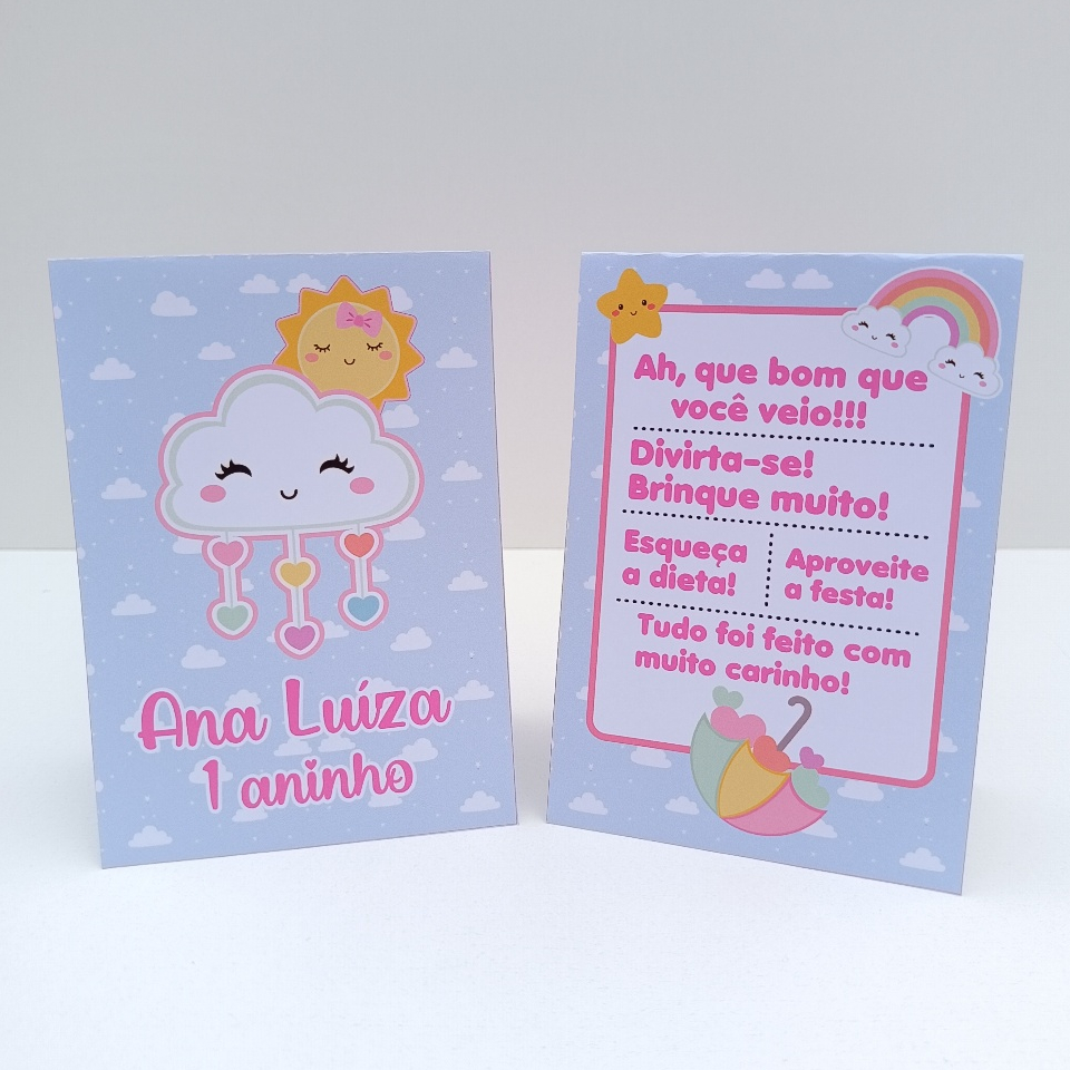 Plaquinha de Agradecimento Chuva de Amor Menina l Personalizados l Lembrancinha de Festa l Aniversário