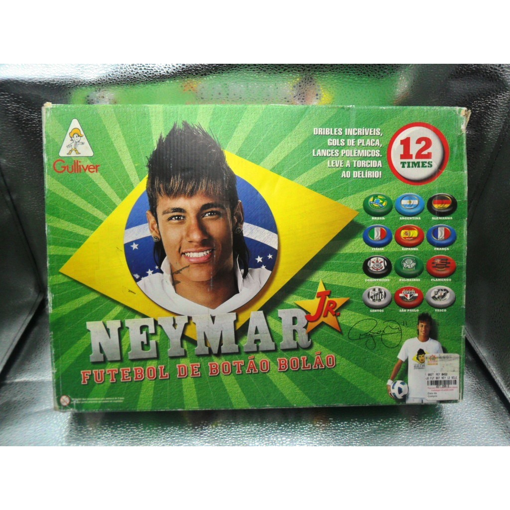ANTIGO JOGO DO NEYMAR JUNIOR - FUTEBOL DE BOTÃO - BOLÃO GULLIVER - COM 12 TIMES - FABRICADO ANOS 2000