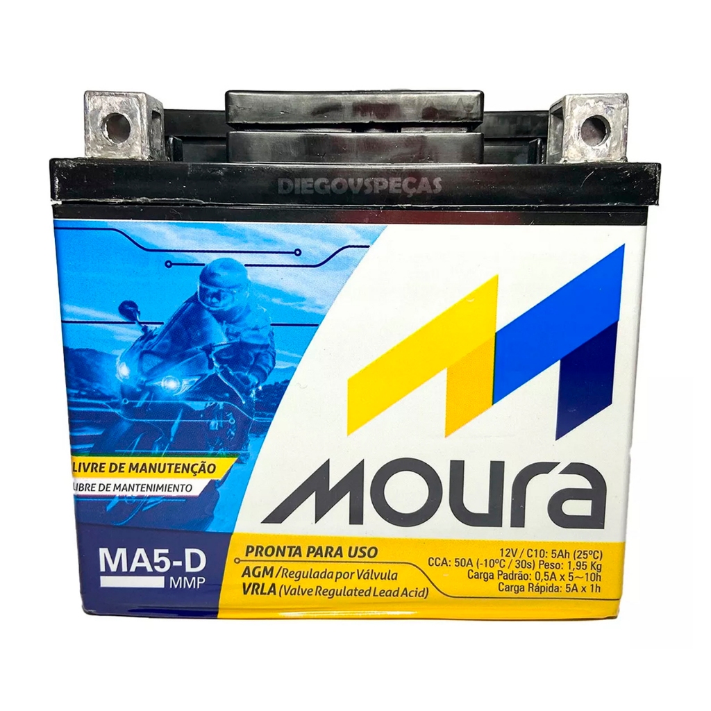 MA5D - Bateria Moura 5 Amperes 5Ah - Yamaha YBR Factor 125 2016