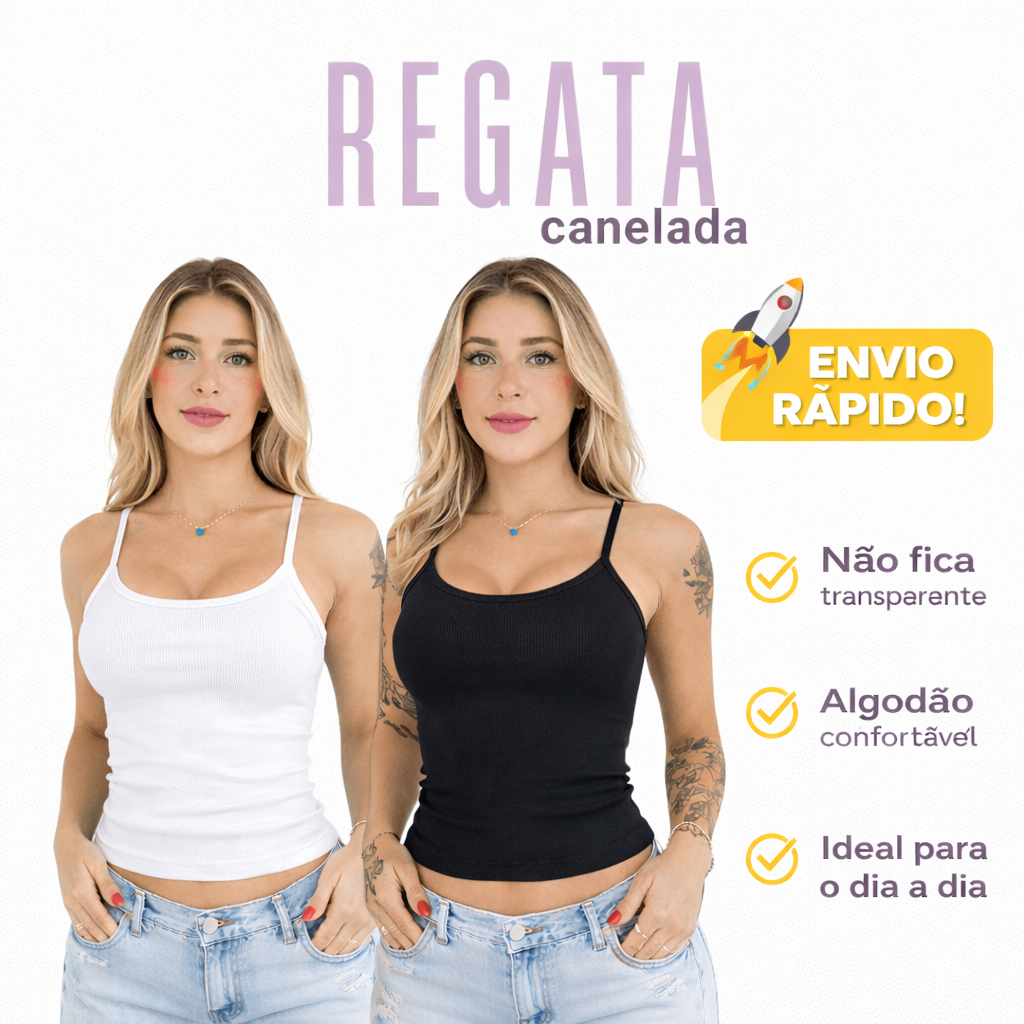 Regata Feminina Canelada Alça Fina Básica Malha Ribana Moda Verão Premium Alça Fina Casual Academia