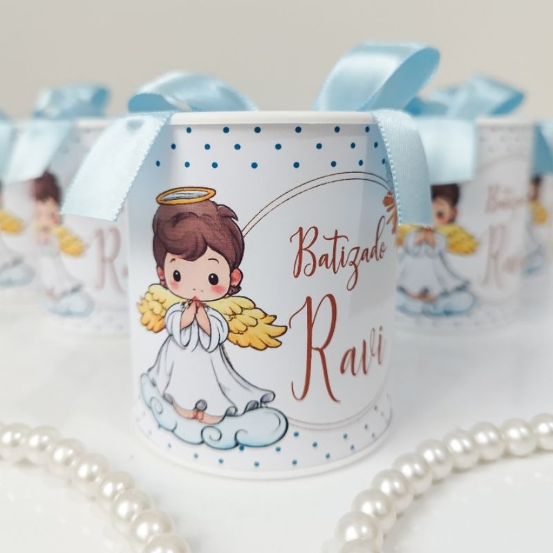 Tubolata Personalizada 7x6 Batizado Anjinho Anjinha Lembrancinha Maternidade Nascimento Santo Anjo