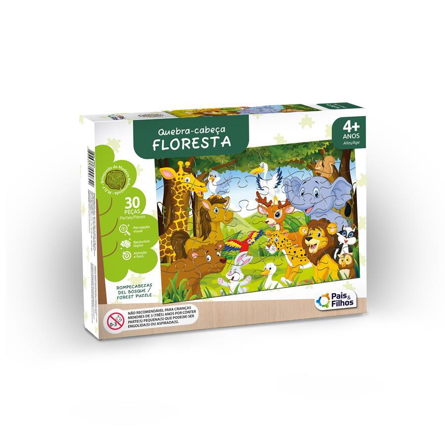 Quebra Cabeça 30 Peças Madeira Floresta Animal Infantil Criança Premium Criativo Educativo 4+ Puzzle
