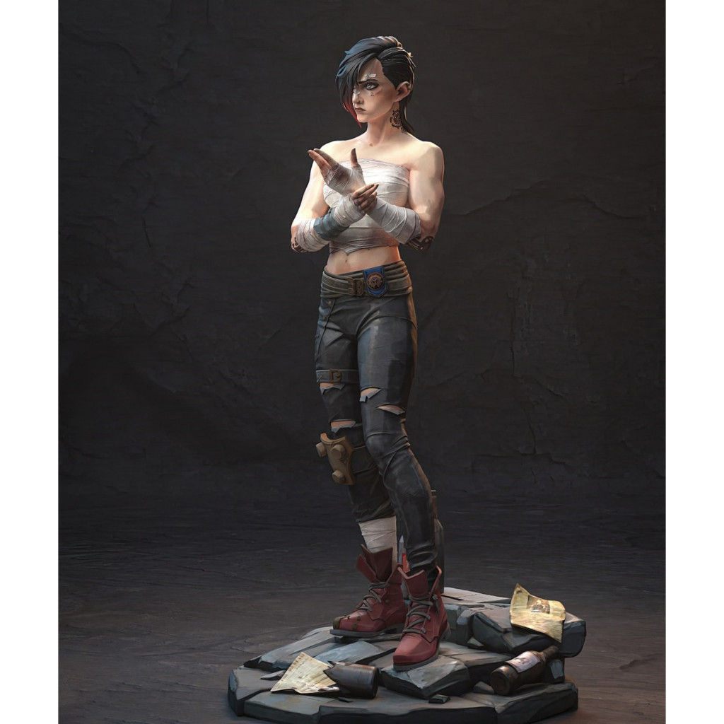 Vi Arcane - League of Legends - Estatueta - Figura em Resina - Colecionáveis - 20cm