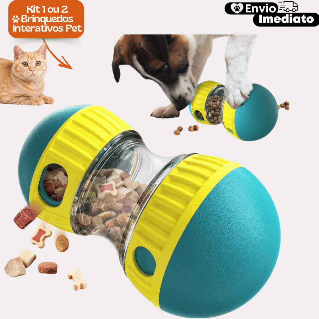 Kit 1 ou 2 Brinquedos Interativos Pet Sistema Ajustável | Comedouro Lento e Anti-Estresse em Oferta na Shopee