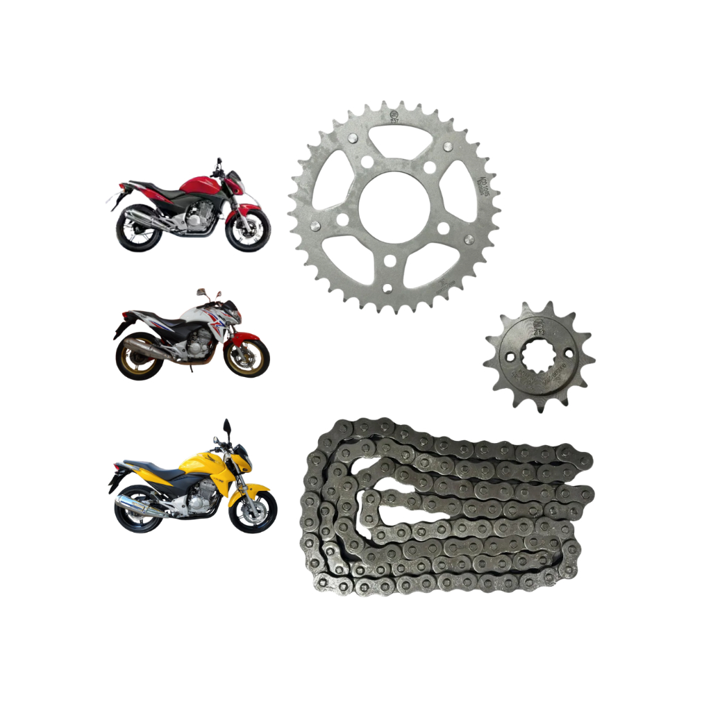 Kit Relação Transmissão Coroa Pinhão e Corrente C/Retentor CB300 2009 até 2015