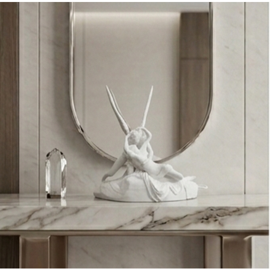 Escultura Estátua Eros e Psiquê Canova Enfeite Decorativo Presente Sala Quarto Escritório Aparador Estante Mesa