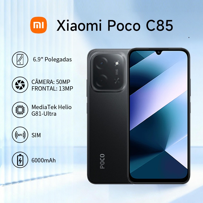 Celular Xiaomi Poco C85 4G 256GB/128GB Versão Global NFC Dual Sim Câmera 50MP Bateria 6000mAh NOVO