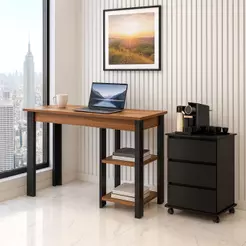 Kit Mesa Office Computador Multiuso Escritório + Gaveteiro Organizador Escritório