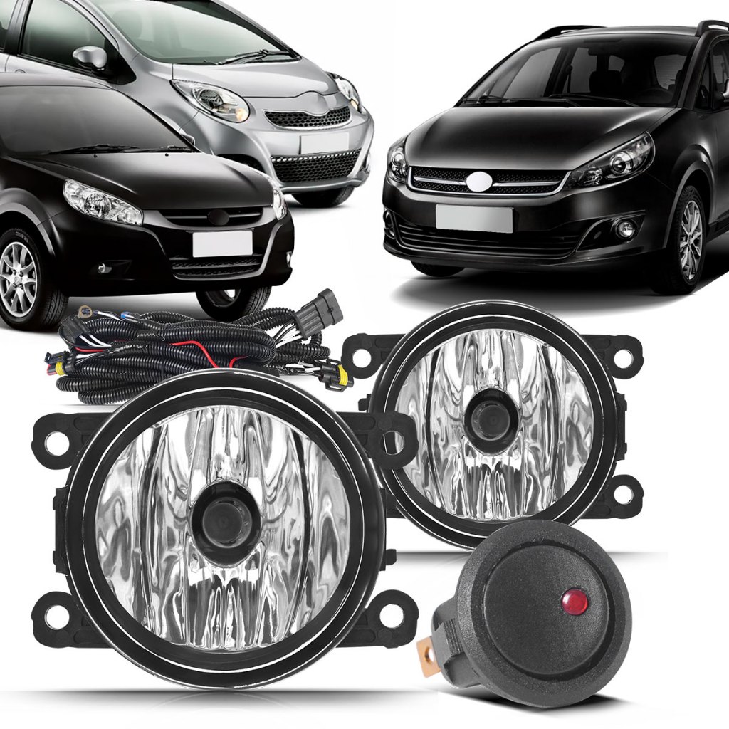 Kit Farol de Milha Jac J2, J3 e J6 2012 2013 2014 2015 2016 com Botão Modelo Alternativo