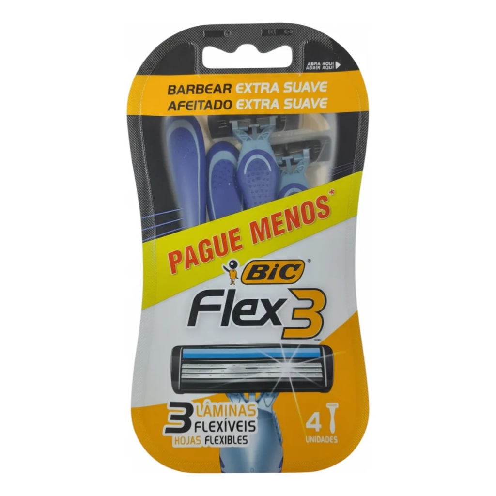 Aparelho de Barbear BIC Flex 3 Extra Suave com 4 unidades