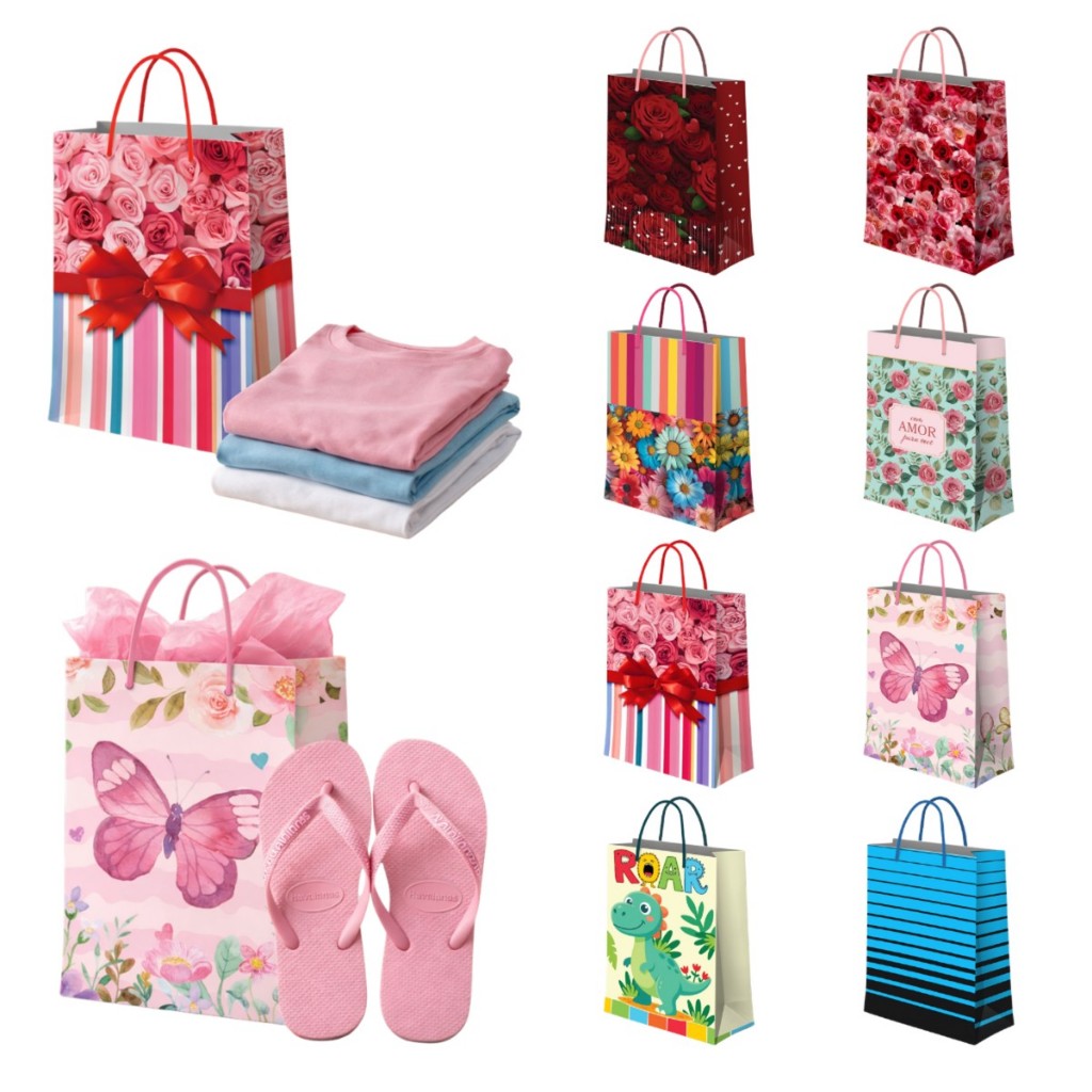 Kit 12/24/36 Sacolas Para Presente Grande Decorada 38x24x7 Varios Temas em Oferta na Shopee