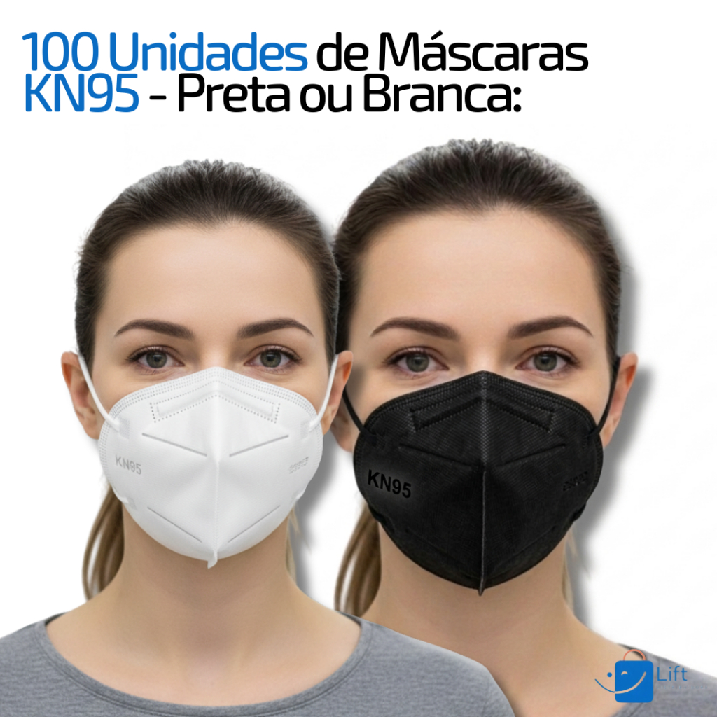 100 Máscara Descartável PFF2 KN95 | Sem Válvula + Proteção e Qualidade!