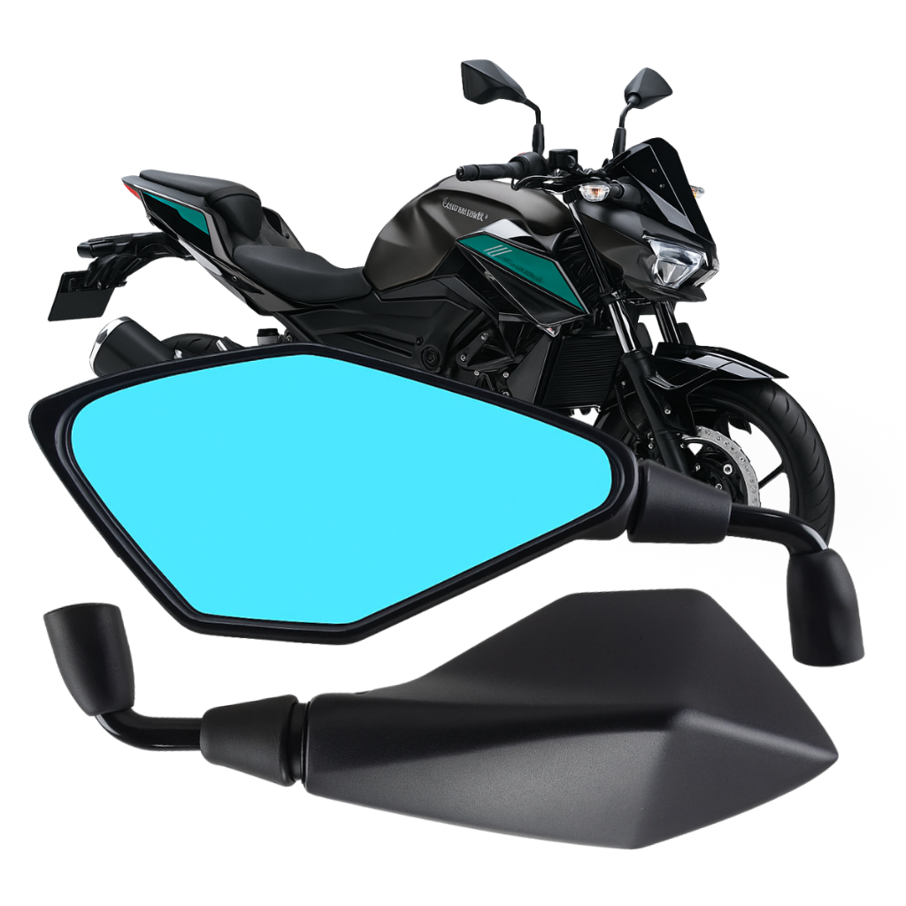 Par Retrovisor Kawasaki Z400 Haste Curta Rebaixada Lente Azul Convexa 90° Rosca Honda ENVIO IMEDIATO