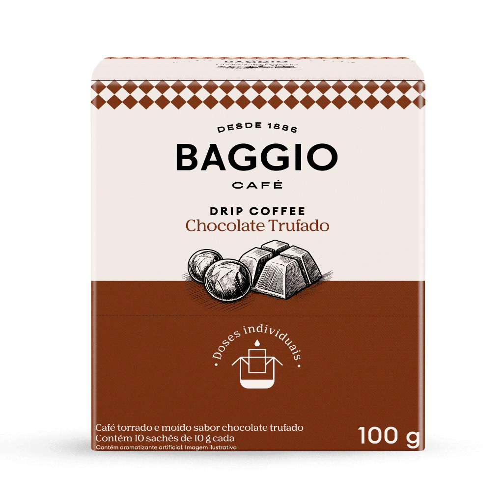 Baggio Drip Coffee Aroma Chocolate Trufado - Caixa com 10 Sachês 10g em Oferta na Shopee