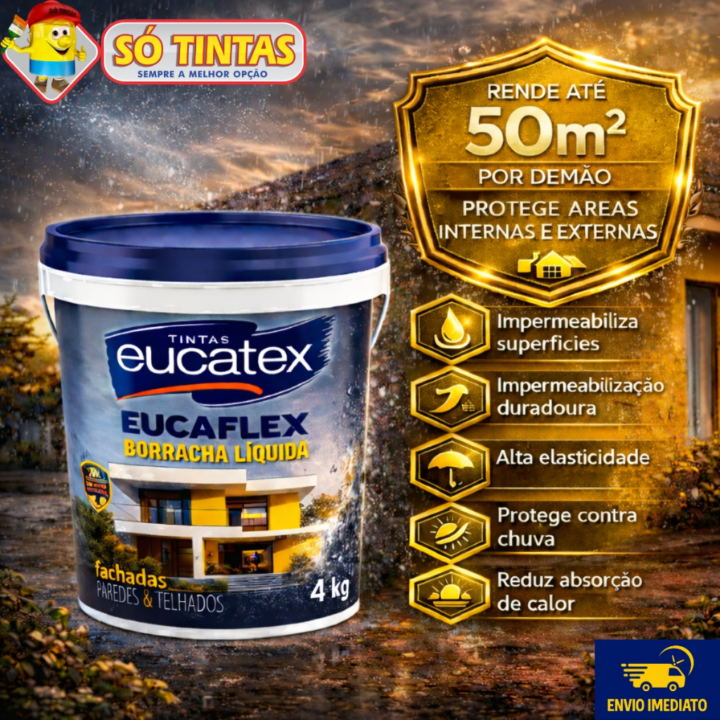 Borracha Líquida Eucatex 4kg Impermeabilizante Tinta Emborrachada Parede Interna Externa Anti Infiltração