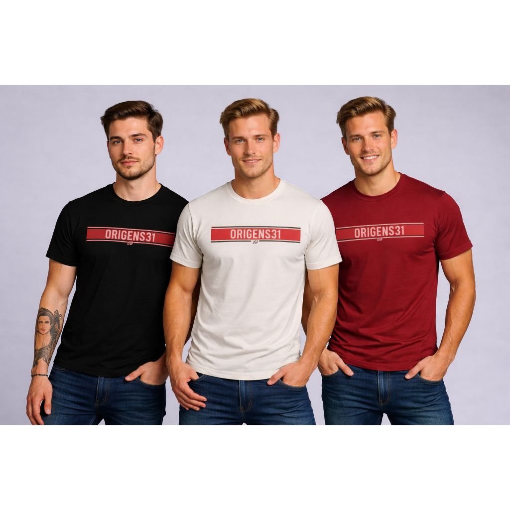 Kit 3 Camisetas Masculina Estampada Slim 100% Algodão Malha 30.1 Premium Camisa Casual Manga Curta em Oferta na Shopee