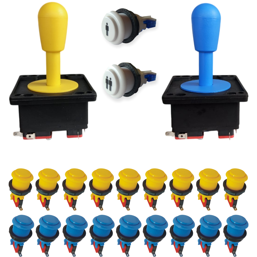 Kit Fliperama Arcade 20 Botões Aegir Nylon C/ Micros + 2 Comandos Aegir Completos com Micros MK
