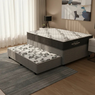 Cama Box com Colchão de Espuma D33 Ortobom Airtech 100 + Auxiliar de Espuma Unique Solteiro 88cm em Oferta na Shopee