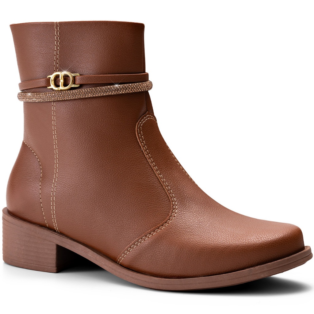 Bota Feminina Lumiss Montaria Rasteira Cano Baixo Strass