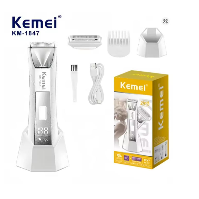 Kemei- KM-1847 Aparador de pêlos elétricos para homens e mulheres, depilação corporal, em Oferta na Shopee