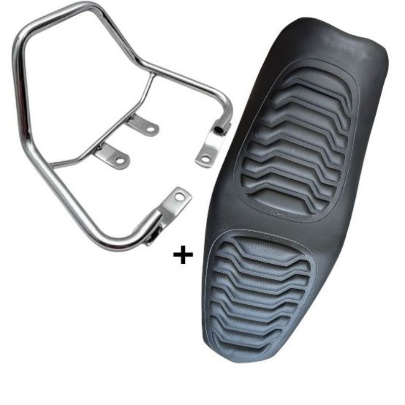 Alça esportiva Titan fan 125 150 2009 a 2013 cromada alta + capa banco confort almofadado preta