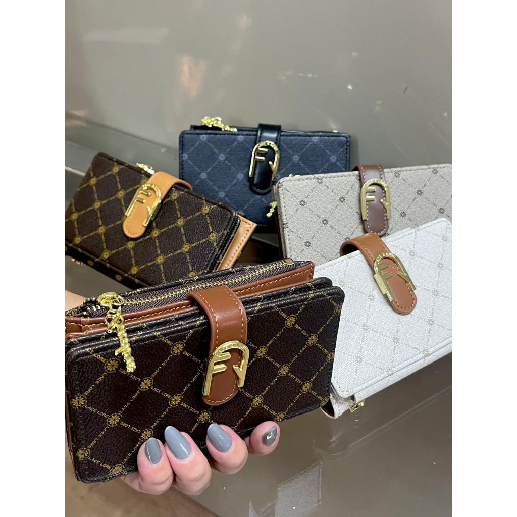 Carteira Feminina Lace Lore Estampa Luxuosa Compartimentos Cartões Notas Moedas Documentos Alça de Mão