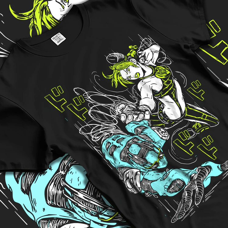 Camiseta Basica Algodao Jolyne cujoh Jojo's Bizarre Adventure Aura Série Cartoon Unissex