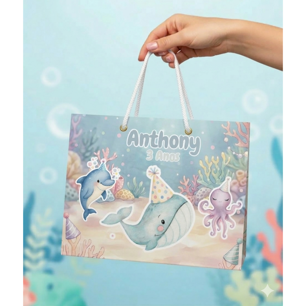 Sacolinha FUNDO DO MAR Personalizado Sacolinha Lembrancinha Aniversário