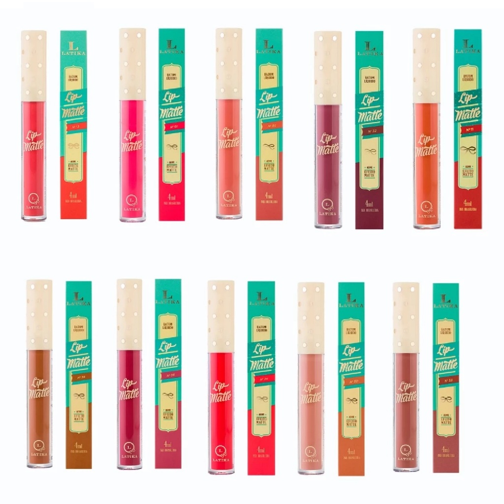 Escolha a Cor -  Lip Matte Batom Líquido Latika com Alta Cobertura, Longa Duração