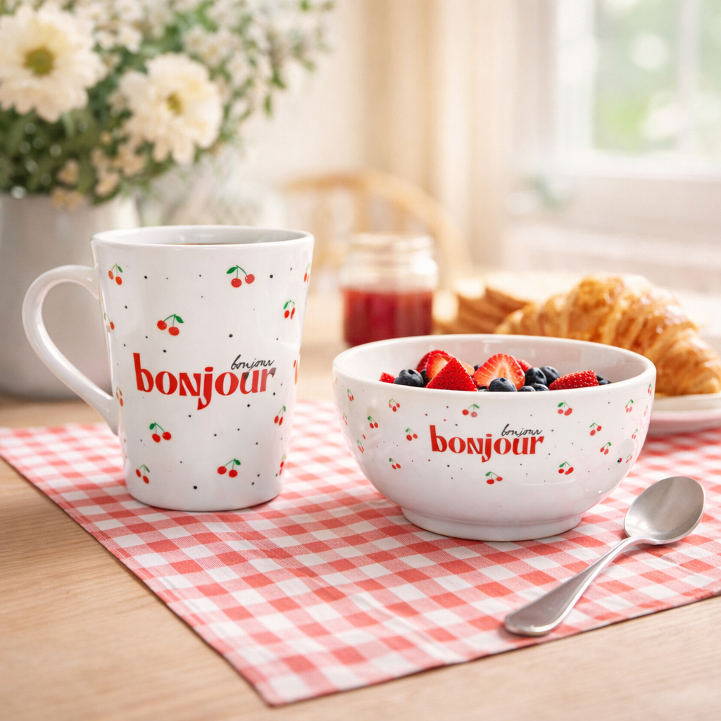 Kit Cumbuca Porcelana + Caneca Café Chá Cozinha Decoração