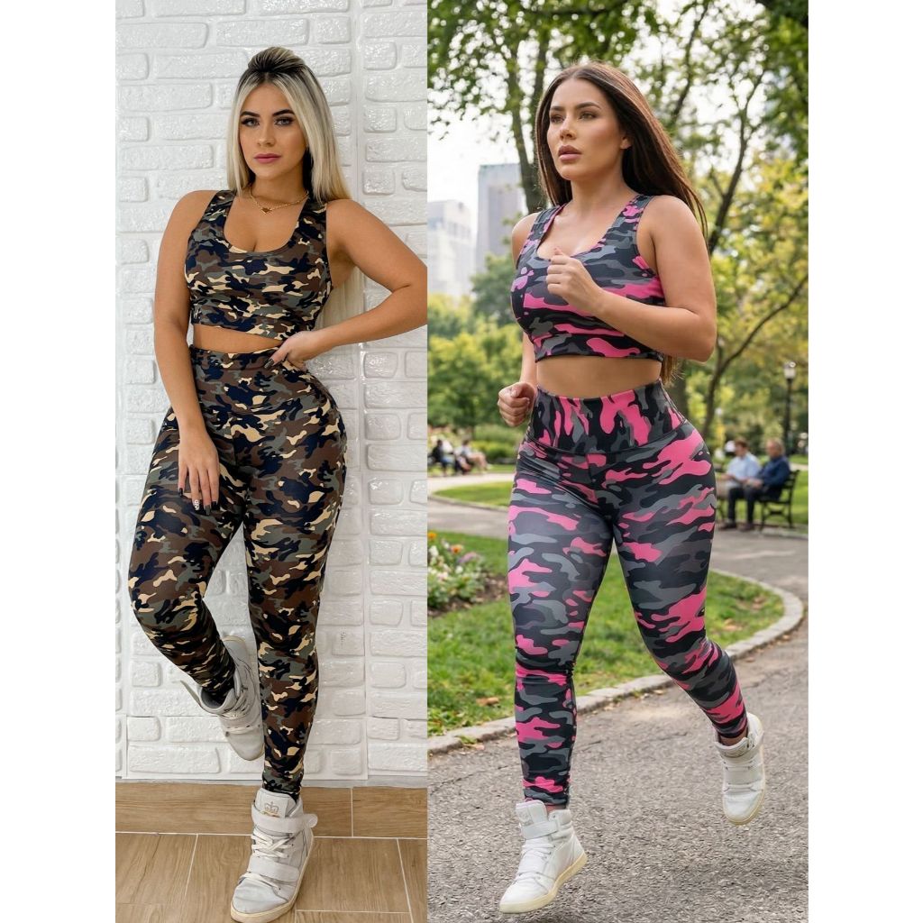 Roupa De Ginastica Feminino Academia 2 Legue + 2 Top