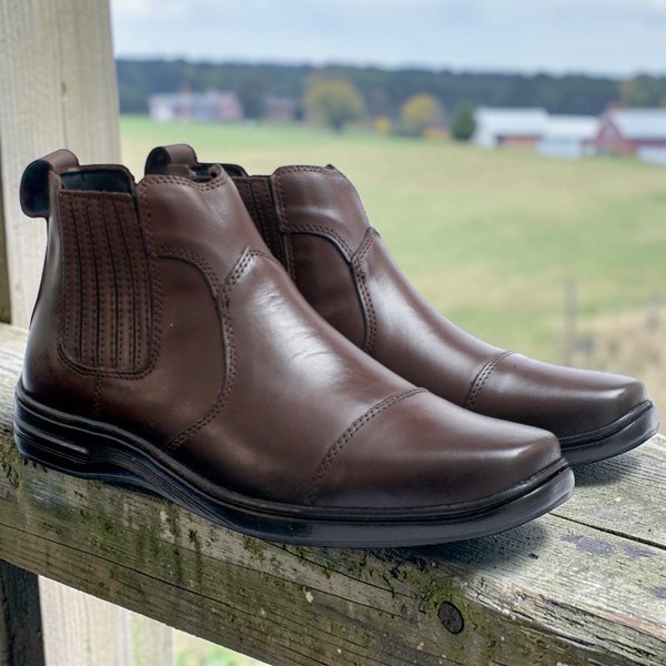 Bota Botina Confort Masculina Couro Country Lisa Moda Cano Curto Trabalho 7020