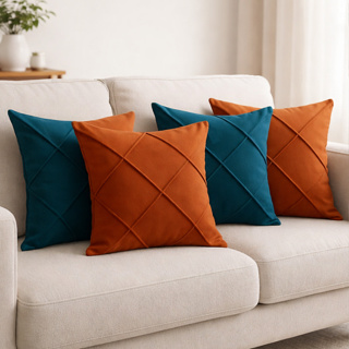 Kit 2 Capas de Almofada Suede Drapeada 45x45cm Decorativas em Oferta na Shopee