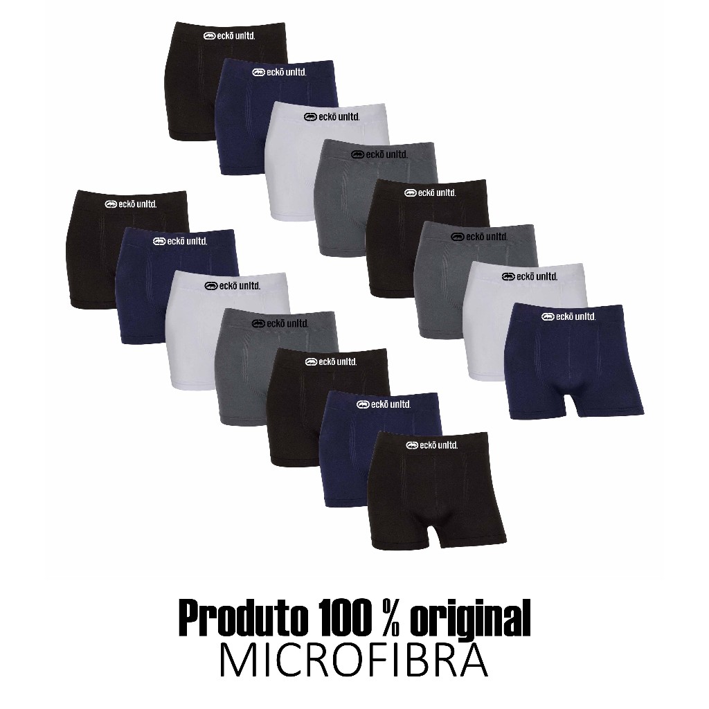 Kit 7 ou 15 cuecas boxer Ecko Sem Costura em Microfibra