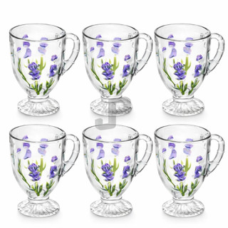 Jogo 6 Canecas Xícaras De Café 190Ml Lavanda Cristal Lyor Elegante Sofisticado