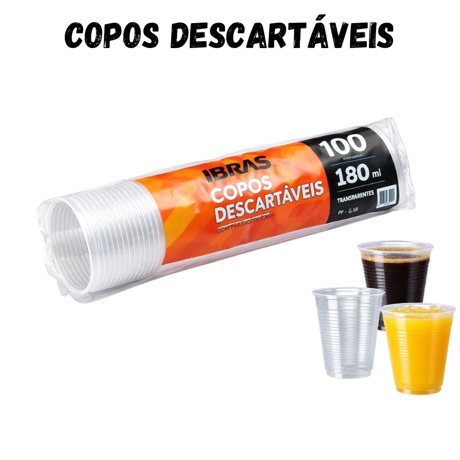 Kit Até 2500 Copos Plástico Descartáveis Transparente De 180ml Resistente Café Água Festa Bar Pacote