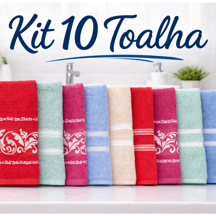 Kit com 10 Unidades Toalha de Banho Madri Alta Absorção, Conforto e Qualidade para Seu Banho