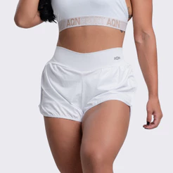 Short Academia Fitness Branco Beach Tennis Corrida Yoga Zero Transparência Versatily AQN SPORT