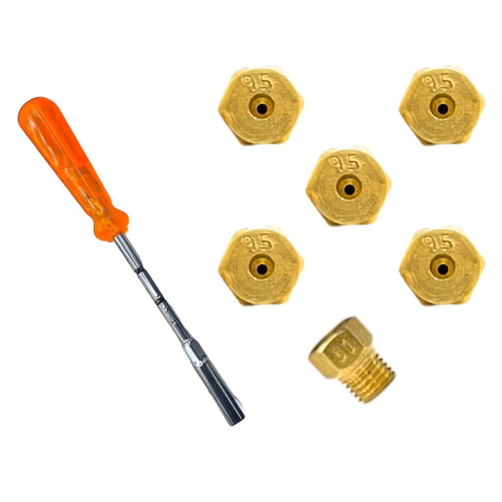 Kit Conversão Gás GLP Para GN Fogão Cooktop 6 Bicos Injetores + Chave Canhão