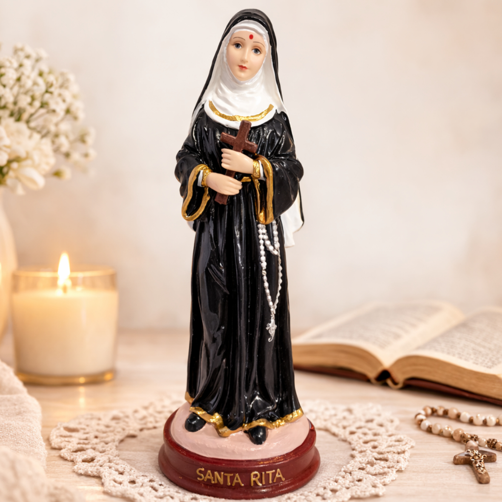 Santa Rita Imagem 15 cm Resina Premium Ótima Qualidade Santa Rita de Cassia Luxo em Oferta na Shopee