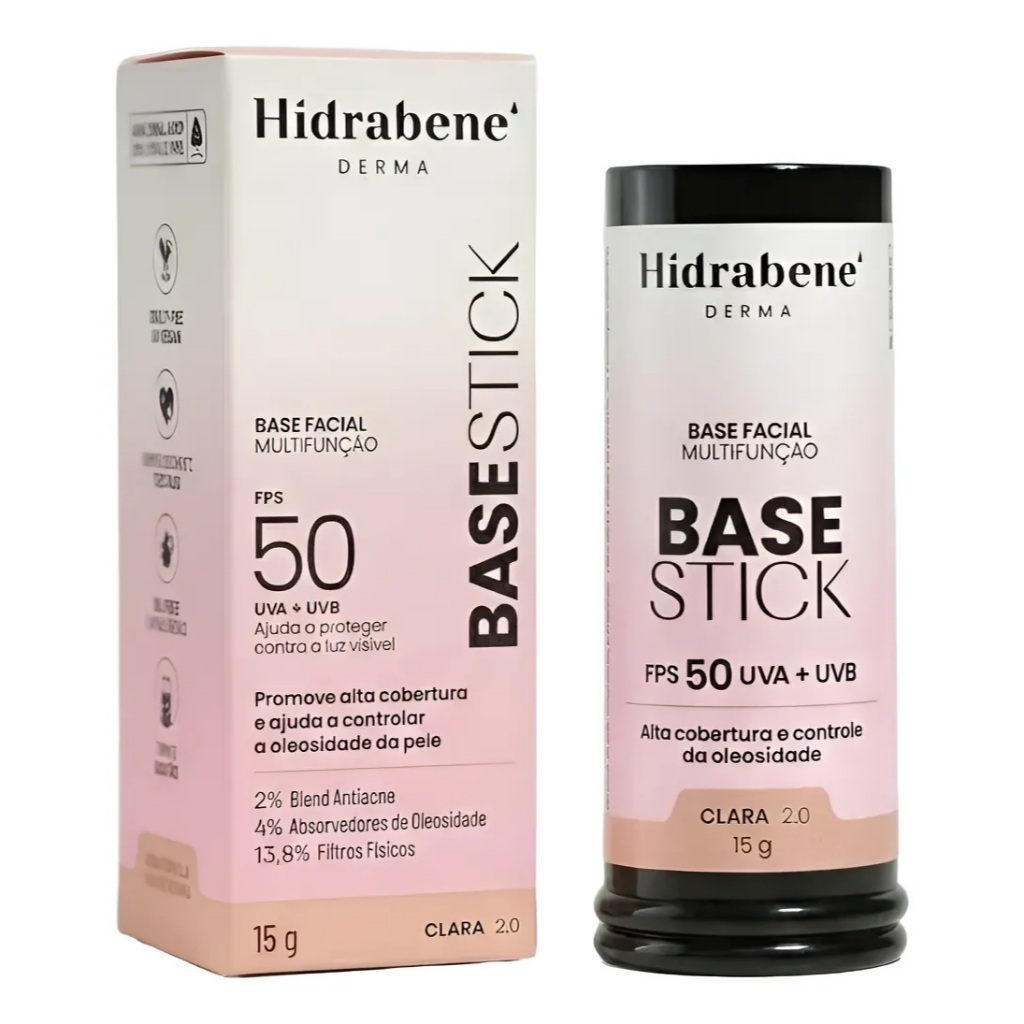 Base Facial Stick Hidrabene FPS50 Cor Clara 2.0