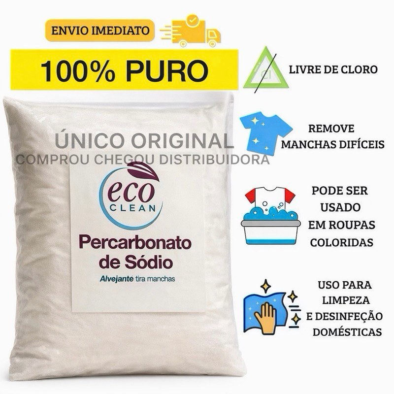 Percarbonato De Sódio 100% PURO Alvejante sem cloro Tira Manchas limpeza clareador 500g/1kg/2kg em Oferta na Shopee